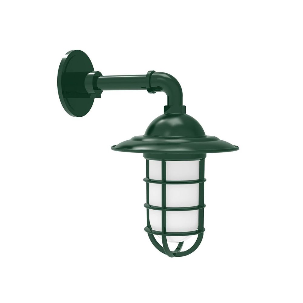 Montclair Lightworks GNM052-42 Vaportite, Style A shade, single wall mount with clear glass and cast guard, Forest Green